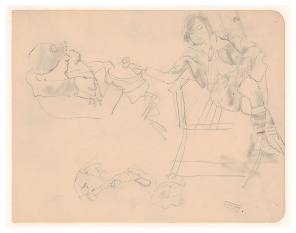 Deux femmes dans le parc
,drawing  by Jules PASCIN